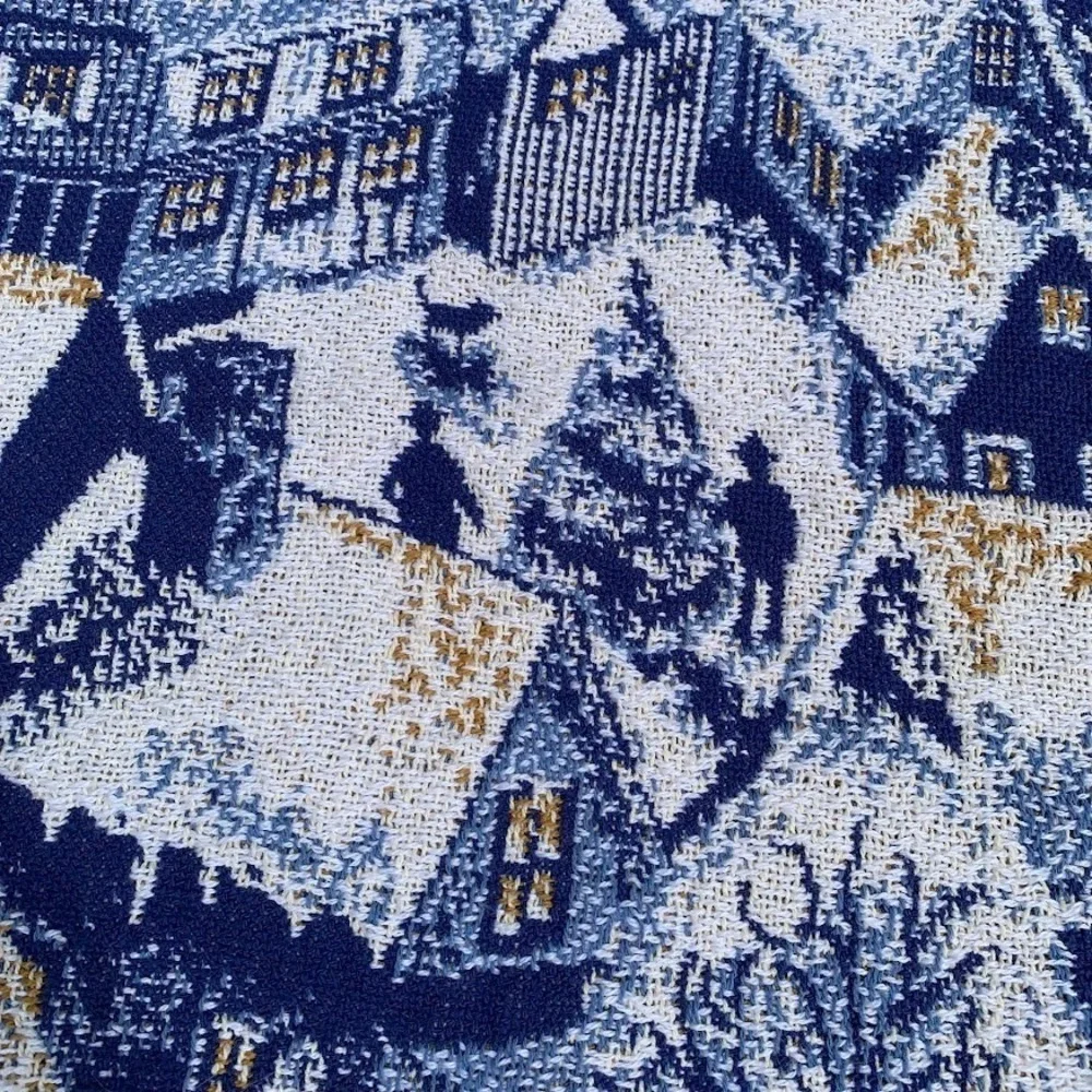 Vintage Peace On‎ Earth Snow Village Holiday Woven Blanket Throw Tapestry